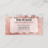 Carte De Visite Maquillage Artiste Rose Parties scintillant Or + P (Dos)