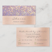 Carte De Visite Maquillage Artiste Rose Parties scintillant Or Pur (Devant / Derrière)