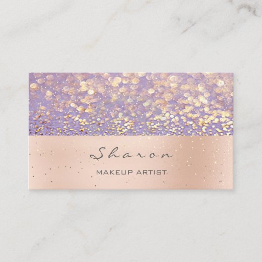 Carte De Visite Maquillage Artiste Rose Parties scintillant Or Pur (Devant)