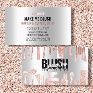 Carte De Visite Maquillage Artiste Rose Parties scintillant + Plat