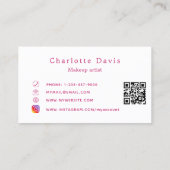 Carte De Visite Maquillage artiste rouge à lèvres rose QR code Car (Dos)