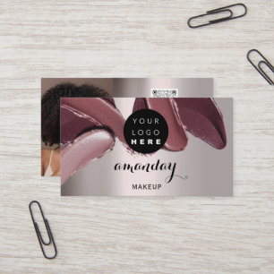 Carte De Visite Maquillage Artiste Rouge Lipstick Photo QR Code Bl