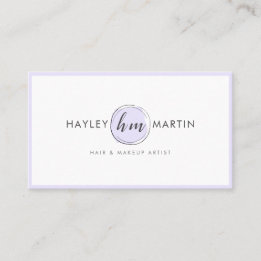 Carte De Visite Maquillage Artiste Salon de beauté Élégant Lavande