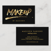 Carte De Visite Maquillage Artiste Script Brosse Calligraphie Or L (Devant / Derrière)