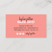 Carte De Visite Maquillage artiste signature en gras script corail (Dos)