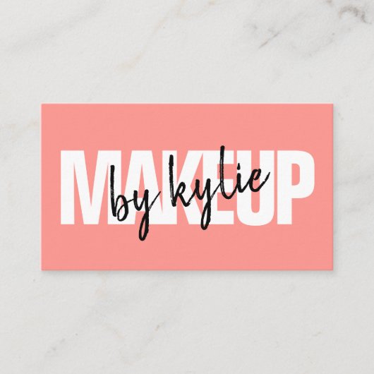 Carte De Visite Maquillage artiste signature en gras script corail (Devant)