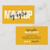 Carte De Visite Maquillage artiste signature en gras script jaune (Devant / Derrière)