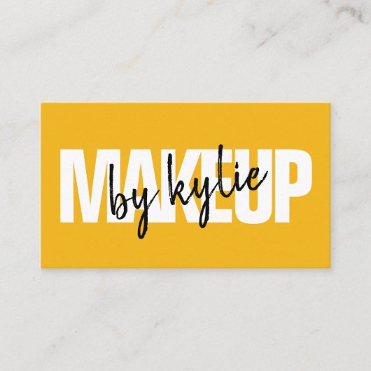 Carte De Visite Maquillage artiste signature en gras script jaune (Devant)