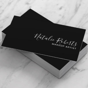 Carte De Visite Maquillage Artiste Simple Code QR Noir clair