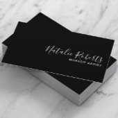 Carte De Visite Maquillage Artiste Simple Code QR Noir clair