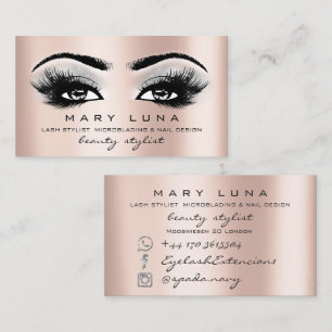 Carte De Visite Maquillage Artiste sourcils cils Rose gris