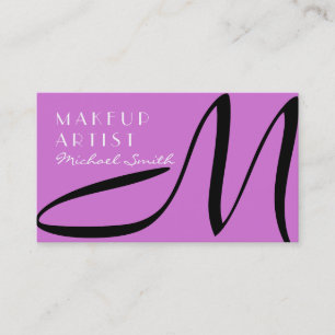 Carte De Visite Maquillage Artiste Stylo Monogramme Moderne Mauve