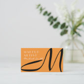 Carte De Visite Maquillage Artiste Stylo Monogramme Moderne safran (Debout devant)