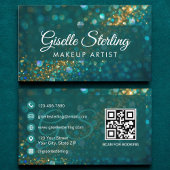 Carte De Visite Maquillage Artiste Turquoise Parties scintillant o