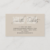 Carte De Visite Maquillage artiste typographie moderne script beig (Dos)