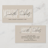 Carte De Visite Maquillage artiste typographie moderne script beig (Devant / Derrière)