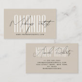Carte De Visite Maquillage artiste typographie moderne script beig (Devant / Derrière)