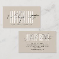 Maquillage artiste typographie moderne script beig