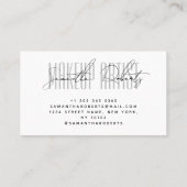 Carte De Visite Maquillage artiste typographie moderne script blan (Dos)