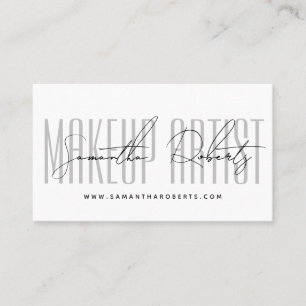 Carte De Visite Maquillage artiste typographie moderne script blan