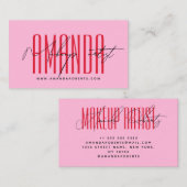 Carte De Visite Maquillage artiste typographie moderne script rose (Devant / Derrière)