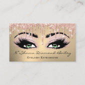 Carte De Visite Maquillage Artiste Vert Eyelash Rose Or (Devant)