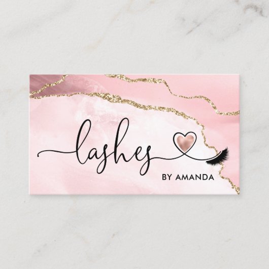 Carte De Visite Maquillage Artiste Yeux Lashes Rose Vider (Devant)
