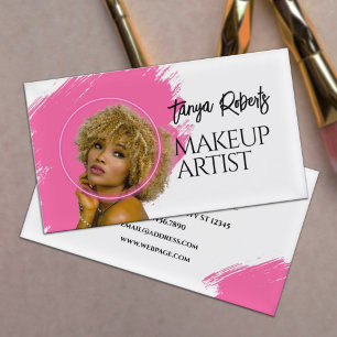 Carte De Visite Maquillage blanc rose moderne