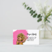 Carte De Visite Maquillage blanc rose moderne (Debout devant)