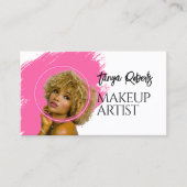 Carte De Visite Maquillage blanc rose moderne (Devant)