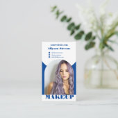 Carte De Visite Maquillage bleu arc boho photo qr code logo (Debout devant)