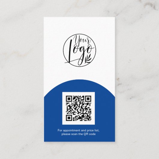 Carte De Visite Maquillage bleu arc boho photo qr code logo (Dos)