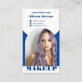 Carte De Visite Maquillage bleu arc boho photo qr code logo (Devant)