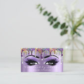 Carte De Visite Maquillage Brow Eyelash Grey Purple Holographe (Debout devant)