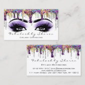 Carte De Visite Maquillage Brow Eyelash Grey Purple Holographe (Devant / Derrière)