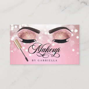 Carte De Visite Maquillage Brow Eyelash Parties scintillant rose