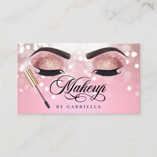 Carte De Visite Maquillage Brow Eyelash Parties scintillant rose (Devant)