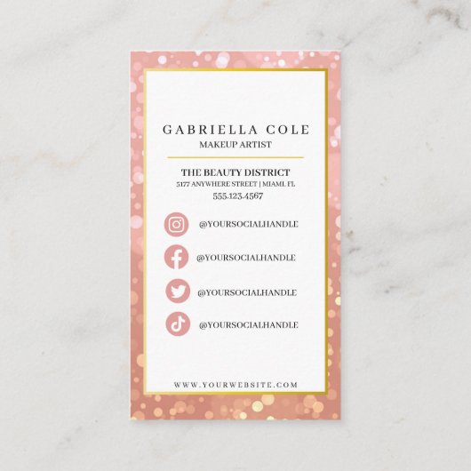 Carte De Visite Maquillage Brow Eyelash Parties scintillant rose (Dos)