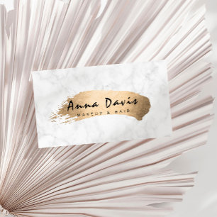 Carte De Visite Maquillage & cheveux or élégant et moderne