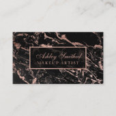 Carte De Visite Maquillage chic de faux d'or de marbre rose (Devant)