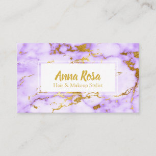 Carte De Visite Maquillage chic de marbre pourpre d'or de *~*