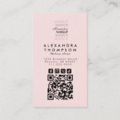 Carte De Visite Maquillage Code Qr Photo Script Rose Pâle Noir  (Dos)
