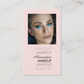 Carte De Visite Maquillage Code Qr Photo Script Rose Pâle Noir  (Devant)