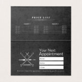 Carte De Visite Maquillage Coiffeur Blue Gold Ciseaux Prix (Intérieur déplié)