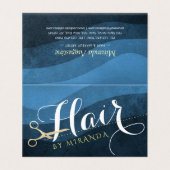 Carte De Visite Maquillage Coiffeur Blue Gold Ciseaux Prix (Extérieur déplié)