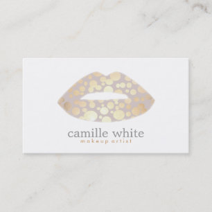 Carte De Visite Maquillage cool Artiste Lips or Logo Beauté Salon