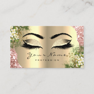 Carte De Visite Maquillage Damas d'or Lashes Floral Mint Rose