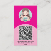Carte De Visite Maquillage d'arc moderne rose photo qr code logo (Dos)