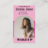 Carte De Visite Maquillage d'arc moderne rose photo qr code logo (Devant)