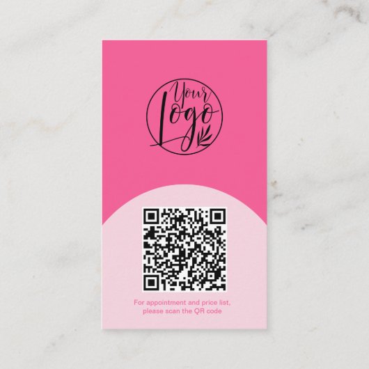 Carte De Visite Maquillage d'arc moderne rose photo qr code logo (Dos)